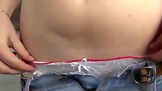 Pretty Czech girl flashes and railed