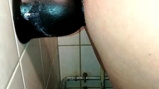 Big dildo in creamy horny ass