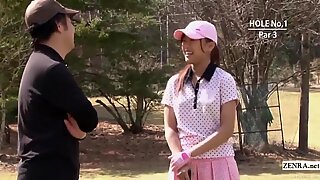 Subtitled uncensored outdoor Japanese golf penalty game HD