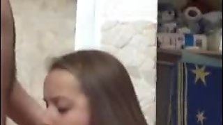 Cute blonde german teen blows dick for the first time