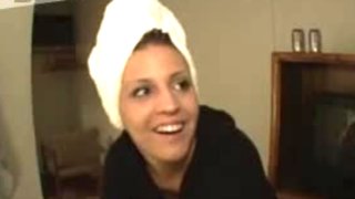 Horny Britney getting pissed on her face in the toilet